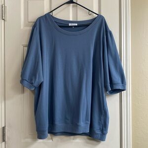 Sweet Salt Heather Blue Sinched Sholder with 3/4 sleeves.